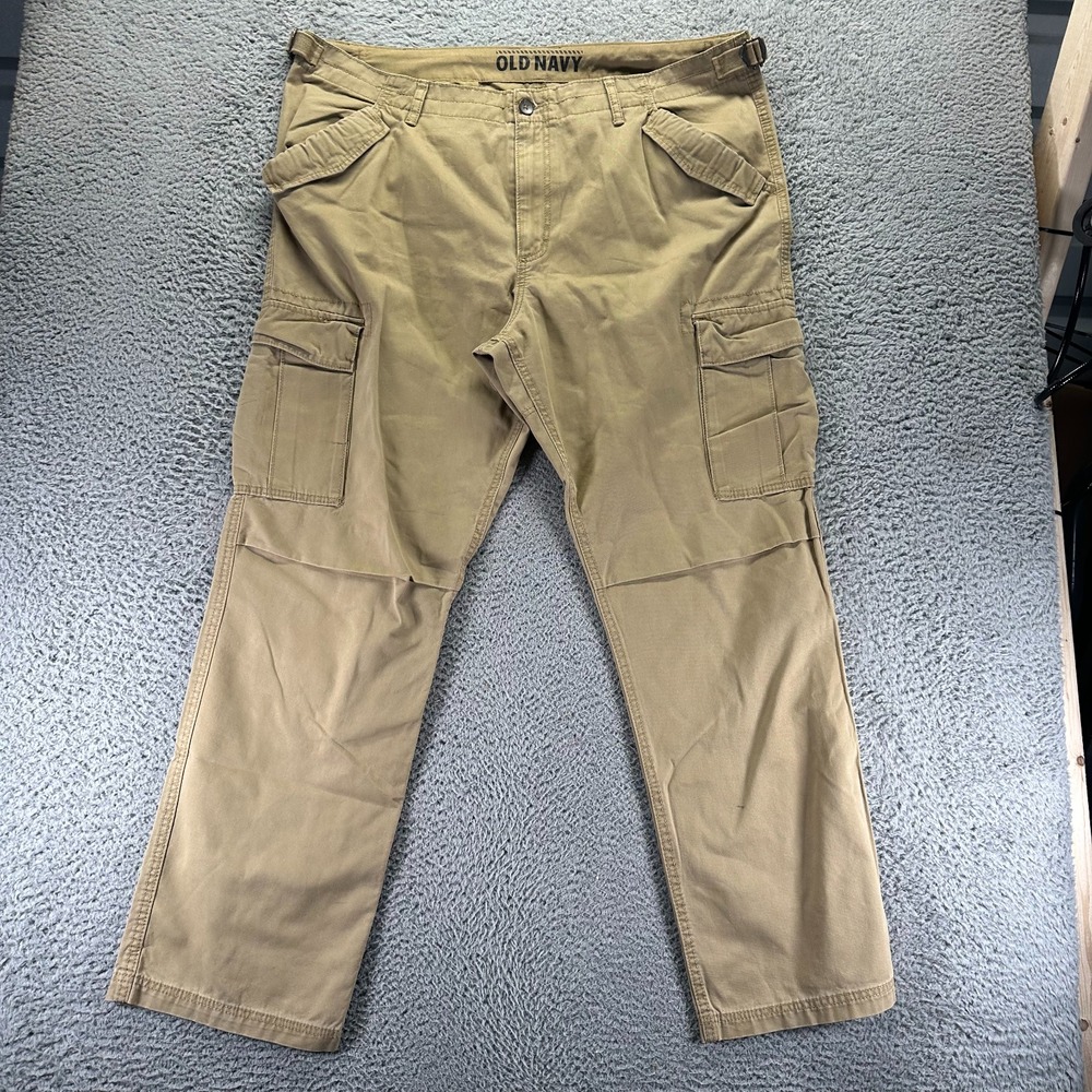 Old Navy Pant Mens 42x34 Brown Cotton Cargo Straight Travel Workwear Utility